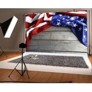Yeele 10x8ft Photography Backdrops Wooden Floor Patriotic American Flag 4th of July Independence Day Banner Photo Studio Booth Newborn Baby Shower Background Portrait Photocall Sho