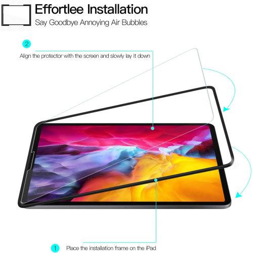  [아마존베스트]Ztotop Screen Protector for iPad Pro 11 inch 2018 (2 Pack), Face ID and Apple Pencil Compatible/Easy Installation Frame/Scratch Resistant 9H Tempered Glass Screen Protector for iPa