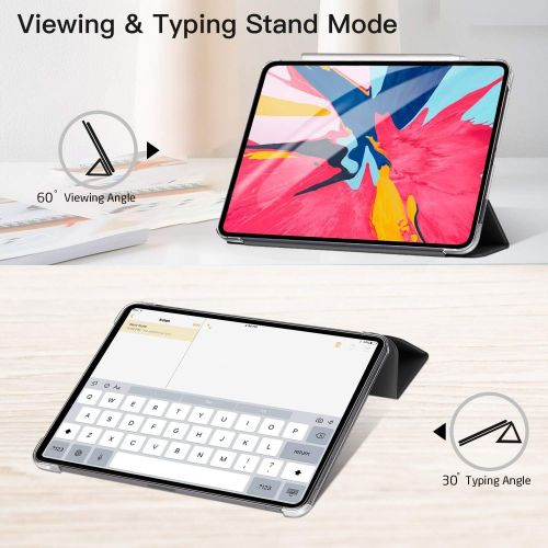  [아마존베스트]Ztotop Case for iPad Pro 11 2018 - Slim Lightweight Trifold Stand Smart Shell with Auto Wake/Sleep + Rugged Translucent Back Cover Support iPad Pencil Charging for iPad Pro 11, Bla