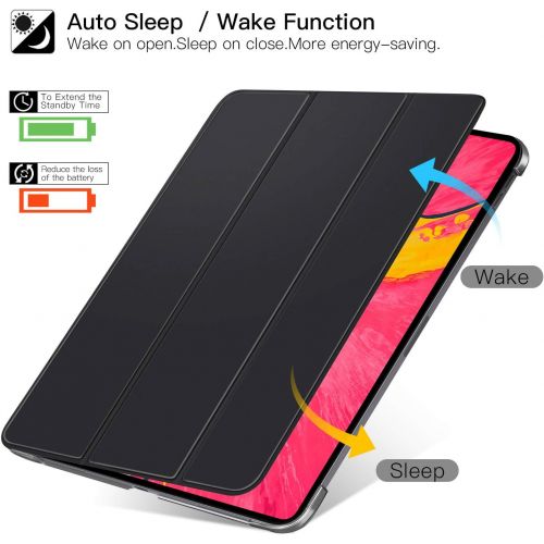  [아마존베스트]Ztotop Case for iPad Pro 11 2018 - Slim Lightweight Trifold Stand Smart Shell with Auto Wake/Sleep + Rugged Translucent Back Cover Support iPad Pencil Charging for iPad Pro 11, Bla