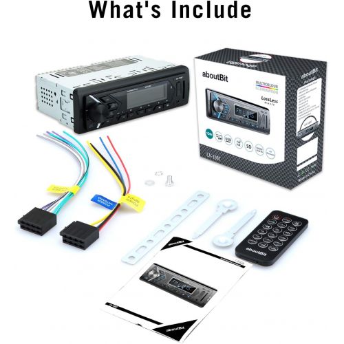  [아마존베스트]AboutBit Bluetooth Car Stereo Radio Receiver,Single Din Mechless Digital Media Receiver Support FM/AM/USB/SD/FLAC/MP3/Aux-in with 7 Color Backlit,Wireless Remote Control