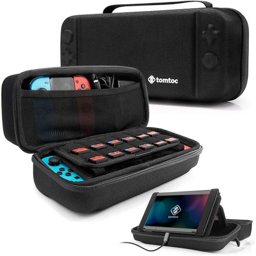  [아마존 핫딜] [아마존핫딜]Tomtoc tomtoc Travel Case Tasche fuer Nintendo Switch, Hartschale Reise Huelle mit Stander Tragetasche Aufbewahrungstasche, kompatibel mit Switch Konsole, 24 Spielkarten, Netzteil, Joy Con