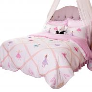 Brandream Pink Kids Comforter Set Cute Girls Bed Quilt Set Cotton Twin Size Ballet Ballerina Bedroom Set Luxury Handmade Quilts