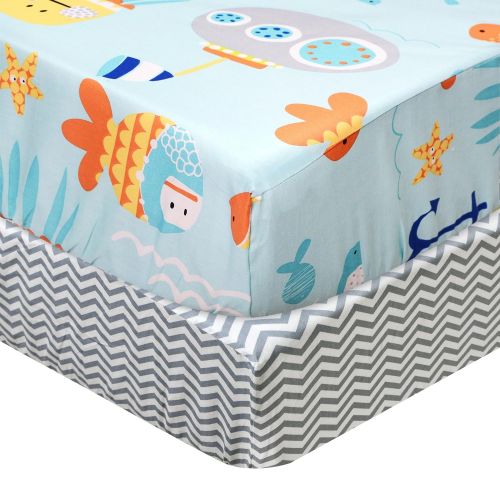  Baby Boy Bedding Set Nautical Ocean Blue Nursery Crib Bedding Set by Brandream, 4 Pieces, Cartoon...