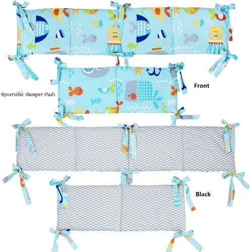  Baby Boy Bedding Set Nautical Ocean Blue Nursery Crib Bedding Set by Brandream, 4 Pieces, Cartoon...