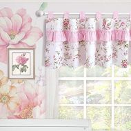 Brandream Window Valance Cotton Curtain for Baby/Toddler/Kid Bedroom Bath Laundry Living Room, Ruffled Floral Printed, Pink