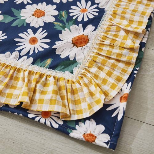  [아마존베스트]Brandream Baby Valance Daisy Curtain Panels Vintage Newborn Infant Toddler Nursery Room Sunflower Window Treament 100% Cotton, 1 Pack