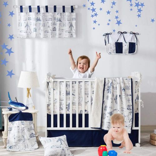  [아마존베스트]Brandream Valance Baby Window Valance Window Treatment Curtain Valance for Toddler Kid Room (Blueprint Aircraft Tank)