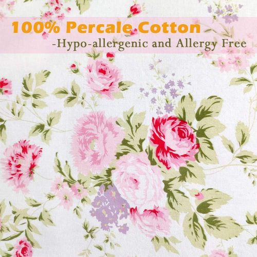  [아마존베스트]Brandream Pink Baby Girls Crib Bedding Sets Blossom Watercolor Floral Nursery Baby Bedding Crib Sets, 11pieces