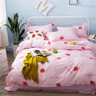 Brandream 4pcs Boys & Girls Strawberry Pattern Full Bedding Set 100% Soft & BreathableCotton
