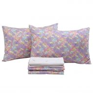 Brandream Unicorn Bedding Sets King Size Girls Pink Lavender Unicorn Printed Sheets 100% Cotton Bed Sheet Sets Deep Pockets 18 Inch
