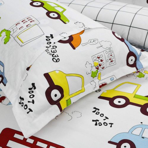  Brandream Boys Bedding Sets Cars Bedding 100% Cotton Duvet Covers Set 3-Piece Queen Size (No Comforter Included)