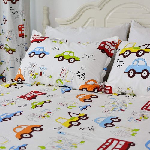  Brandream Boys Bedding Sets Cars Bedding 100% Cotton Duvet Covers Set 3-Piece Queen Size (No Comforter Included)