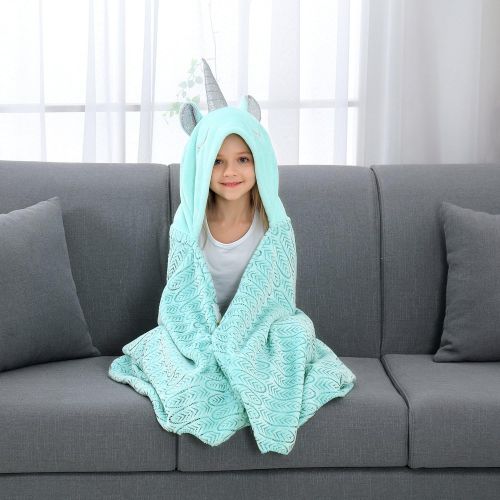  Brandream Unicorn Blanket for Girls Boys Kids/Toddler Blanket, Wearable Hooded Animal Blankets, Mystical Horn, Magic Feather Pattern, Soft Cozy Fleece Blanket