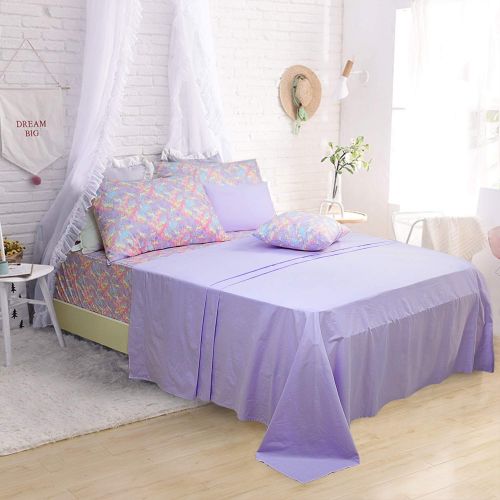  Brandream Pink Lavender Unicorn Bedding Sets Queen Size Girls Unicorn Sheets 100% Cotton Bed Sheet Set Deep Pocket 18 Inch(1 Top Sheet + 1 Fitted Sheet + 2 Pillowcases)