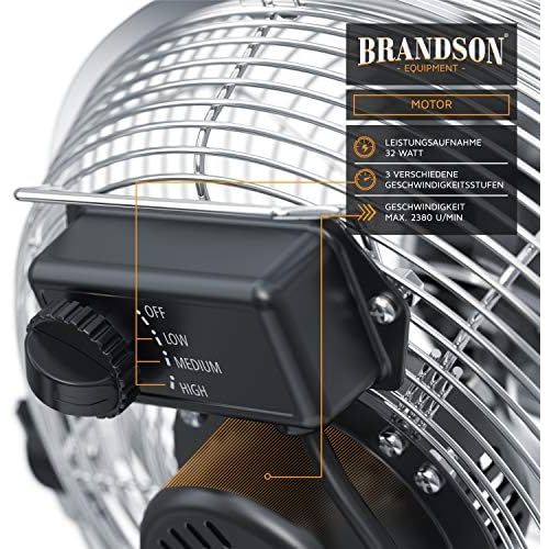  Brandson Windmaschine Retro Stil Ventilator im Kupfer Design Standventilator 32 Watt Tischventilator Standventilator hoher Luftdurchsatz stufenlos neigbarer Ventilatorkopf