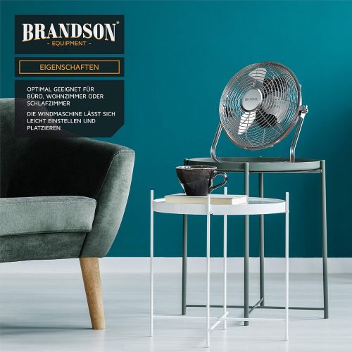  Brandson Windmaschine Retro Stil Ventilator im Kupfer Design Standventilator 32 Watt Tischventilator Standventilator hoher Luftdurchsatz stufenlos neigbarer Ventilatorkopf