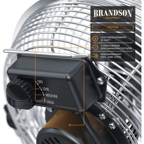  Brandson Windmaschine Retro Stil Ventilator im Kupfer Design Standventilator 32 Watt Tischventilator Standventilator hoher Luftdurchsatz stufenlos neigbarer Ventilatorkopf