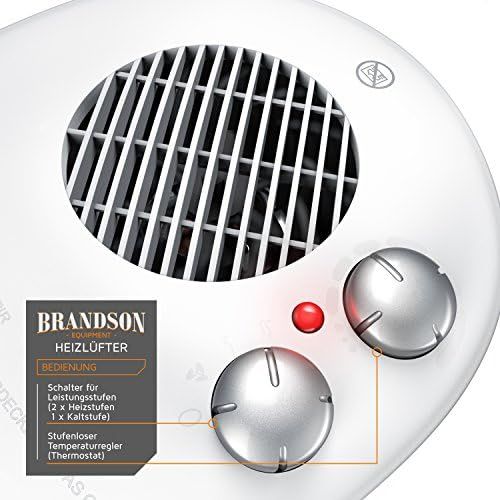  Brandson - Heizluefter - Fan Heater - 3 Leistungsstufen - einstellbares Thermostat - Betriebsanzeige - 2000W - gerauscharm und energieeffizient - UEberhitzungsschutz - automatische A