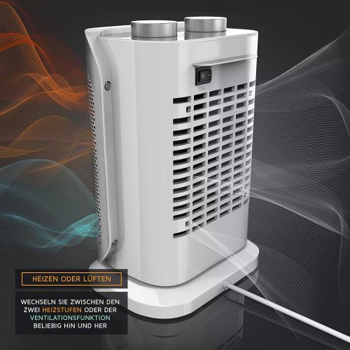  Brandson - Heizluefter mit zwei Leistungsstufen - stufenlose Temperaturregelung - Keramik Heizelement - UEberhitzungsschutz - Thermosicherung - Umkippschutz - Heizung Heater - GS-zer