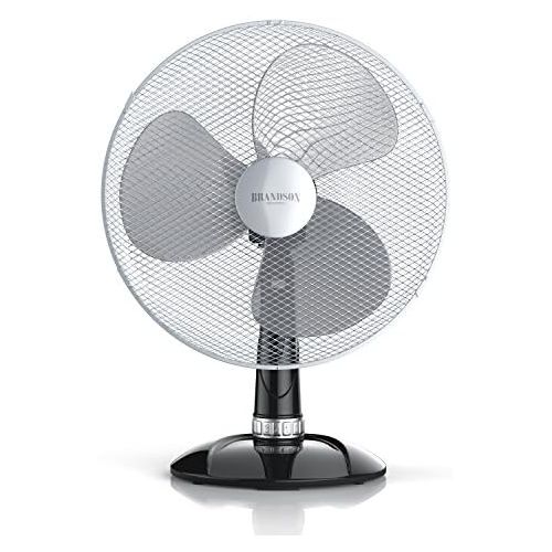  Brandson - Tischventilator 40cm - Tisch Ventilator mit 3-Leistungsstufen - Schreibtischventilator oszillierend - klein und leise - 50W - Neigungswinkel ca. 30Grad - Oszillation ca.