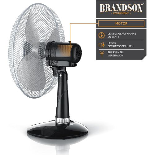  Brandson - Tischventilator 40cm - Tisch Ventilator mit 3-Leistungsstufen - Schreibtischventilator oszillierend - klein und leise - 50W - Neigungswinkel ca. 30Grad - Oszillation ca.