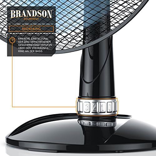  Brandson - Tischventilator 42cm Windmaschine - Tisch Ventilator mit 3-Leistungsstufen - Leistungsaufnahme 50W - angenehmes Betriebsgerausch - Neigungswinkel ca. 30 Grad