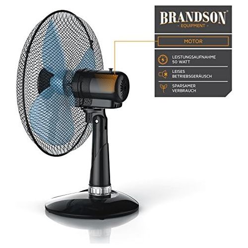  Brandson - Tischventilator 42cm Windmaschine - Tisch Ventilator mit 3-Leistungsstufen - Leistungsaufnahme 50W - angenehmes Betriebsgerausch - Neigungswinkel ca. 30 Grad