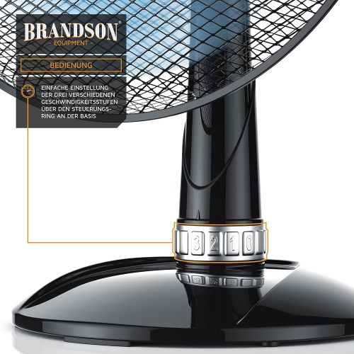  Brandson - Tischventilator 42cm Windmaschine - Tisch Ventilator mit 3-Leistungsstufen - Leistungsaufnahme 50W - angenehmes Betriebsgerausch - Neigungswinkel ca. 30 Grad