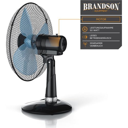  Brandson - Tischventilator 42cm Windmaschine - Tisch Ventilator mit 3-Leistungsstufen - Leistungsaufnahme 50W - angenehmes Betriebsgerausch - Neigungswinkel ca. 30 Grad