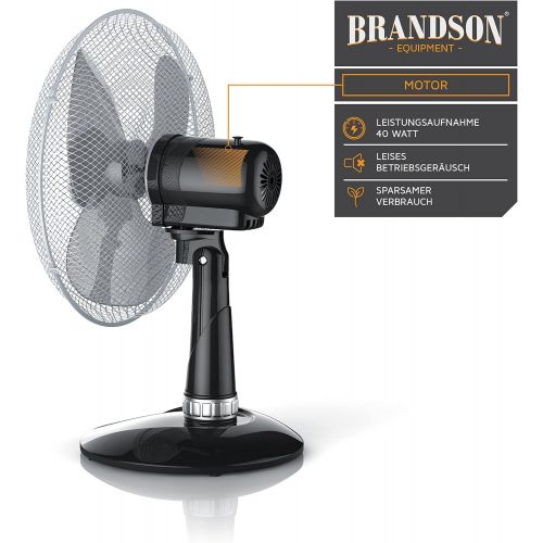  Brandson - Tischventilator 30cm - Tisch Ventilator mit 3-Leistungsstufen - Schreibtischventilator oszillierend - klein und leise - 40W - Neigungswinkel ca. 30