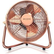 [아마존베스트]Brandson - Windmaschine Retro Stil - Ventilator im Kupfer Design - Standventilator 32 Watt - Tischventilator Standventilator - hoher Luftdurchsatz - stufenlos neigbarer Ventilatork