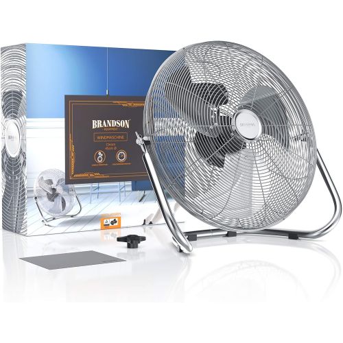  Brandson - Windmaschine Retro Stil 120 Watt - Ventilator in Chrom - Standventilator 50cm - Bodenventilator - hoher Luftdurchsatz - stufenlos neigbarer Ventilatorkopf - silber