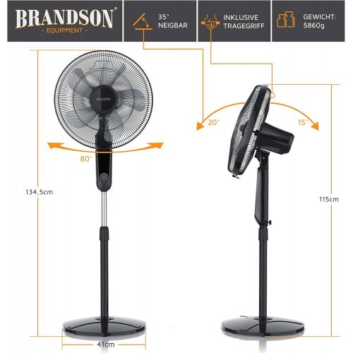  Brandson - Standventilator DC Silent mit Fernbedienung + LED Display - 24 Geschwindigkeiten - Oszillation 80 Grad - Ventilator sehr leise - Hoehe verstellbar - Kopf um 35 Grad neigb