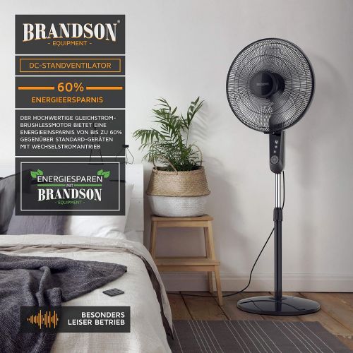  Brandson - Standventilator DC Silent mit Fernbedienung + LED Display - 24 Geschwindigkeiten - Oszillation 80 Grad - Ventilator sehr leise - Hoehe verstellbar - Kopf um 35 Grad neigb