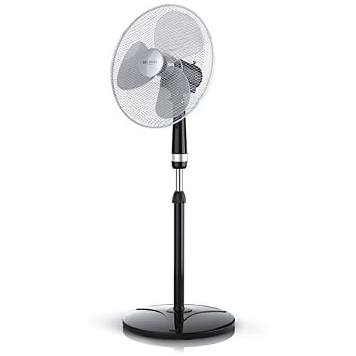  Brandson - Standventilator 40cm - Ventilator Standfuss hoehenverstellbar - hoher Luftdurchsatz - 3 verschiedene Geschwindigkeitsstufen - Oszillationsfunktion ca. 80° - silber schwarz