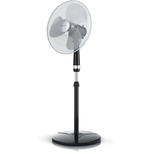  Brandson - Standventilator 40cm - Ventilator Standfuss hoehenverstellbar - hoher Luftdurchsatz - 3 verschiedene Geschwindigkeitsstufen - Oszillationsfunktion ca. 80° - silber schwarz