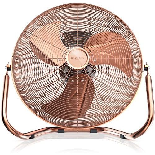  Brandson - Windmaschine Retro Stil 120 Watt - Ventilator in Kupfer - Standventilator 50cm - Bodenventilator - hoher Luftdurchsatz - stufenlos neigbarer Ventilatorkopf - Kupfer