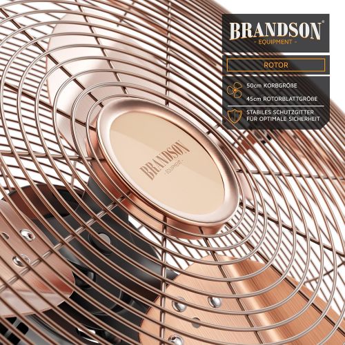  Brandson - Windmaschine Retro Stil 120 Watt - Ventilator in Kupfer - Standventilator 50cm - Bodenventilator - hoher Luftdurchsatz - stufenlos neigbarer Ventilatorkopf - Kupfer