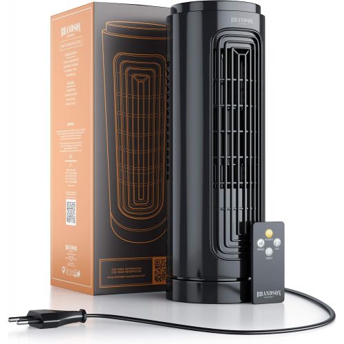  Brandson - Tischventilator mit Fernbedienung - kompakter Turmventilator mit Oszilation 20 W - 60° oszillierend - 3 Geschwindigkeiten - Timerfunktion - leise - GS-zertifiziert - neu