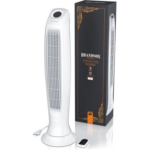  Brandson - Turmventilator mit Fernbedinung - Saulenventilator inkl. Oszillation - 86 cm - Ventilator mit 3 Geschwindigkeitsstufen Timer - LED-Display - leises Betriebsgerausch - Mo