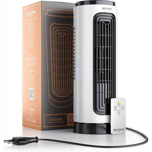  Brandson - Tischventilator mit Fernbedienung - kompakter Turmventilator mit Oszilation 20 W - 60° oszillierend - 3 Geschwindigkeiten - Timerfunktion - leise - GS-zertifiziert - neu