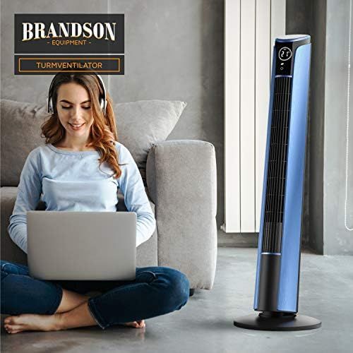  Brandson - Turmventilator mit Fernbedienung 108 cm - Ventilator 10 Grad neigbar - Standventilator mit Oszilation - 3 Geschwindigkeiten 4 Lueftungs-Modi - GS - neues Modell 2020 - Ro