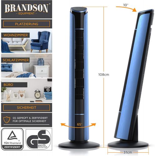  Brandson - Turmventilator mit Fernbedienung 108 cm - Ventilator 10 Grad neigbar - Standventilator mit Oszilation - 3 Geschwindigkeiten 4 Lueftungs-Modi - GS - neues Modell 2020 - Ro