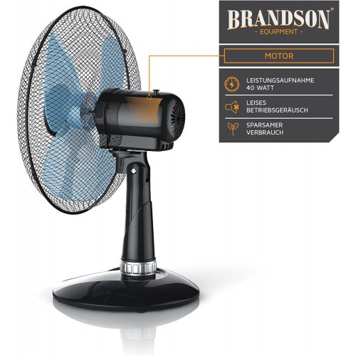  [아마존베스트]Brandson Table Fan 35 cm Table Fan with 3 Power Levels Power Consumption 40 W Pleasant Operating Noise Tilt Angle Approx. 30°, Oscillation approx. 85°,| black