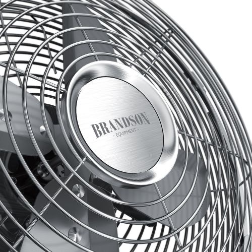  [아마존베스트]Brandson Retro Table Fan, Fan with 3 Speed Levels, Adjustable 80° Oscillation, Tilt Angle Approx. 40°, Robust Full Metal Casing, Model 2020 Silverline