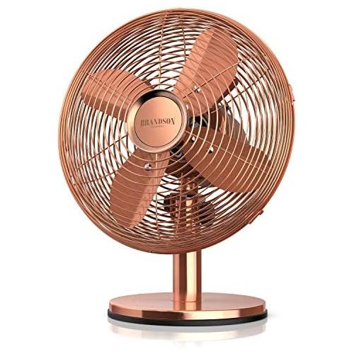  [아마존베스트]Brandson - Table Fan in Copper Design 3 Speed Settings Can be Switched 80° Oscillation Angle Approximately 40° robust full metal housing.