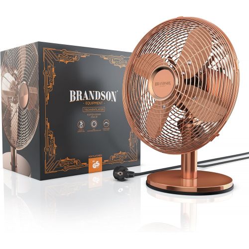  [아마존베스트]Brandson - Table Fan in Copper Design 3 Speed Settings Can be Switched 80° Oscillation Angle Approximately 40° robust full metal housing.