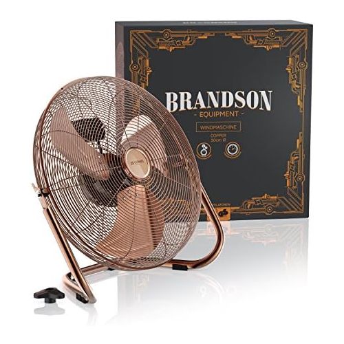  [아마존베스트]Brandson - Wind Machine Retro Style | Fan in Copper | Floor Fan 30 cm | Table Fan Floor Fan | High Air Flow | Robust Stand | Continuously Tilting Fan Head | Copper