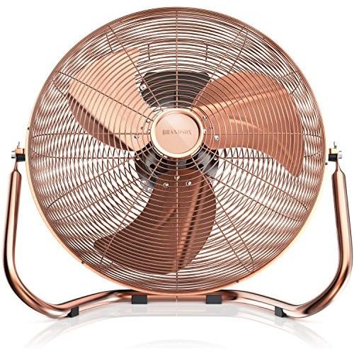  [아마존베스트]Brandson - Wind Machine Retro Style | Fan in Copper | Floor Fan 30 cm | Table Fan Floor Fan | High Air Flow | Robust Stand | Continuously Tilting Fan Head | Copper